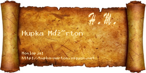 Hupka Márton névjegykártya